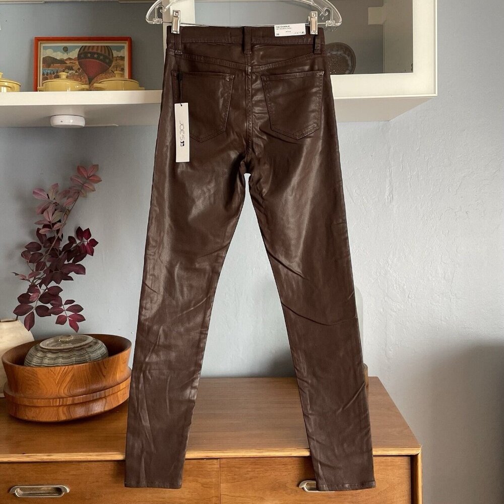 JOE'S JEANS Charlie High Rise Skinny Ankle Coated Jeans Size 26 Dark Brown - Picture 7 of 12
